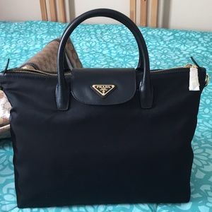 PRADA Saffiano Tessuto Nylon Tote Nero Black